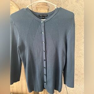 Cable & Gauge Slate Blue Ribbed Sweater